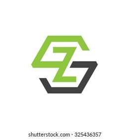 ZS SZ initial logo, hexagon S shape logo green