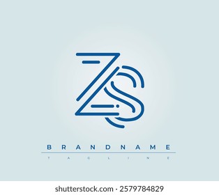 ZS Technology Letter Logo Template. This tech letter logo is a graphic mark that uses letters to represent a technology company.