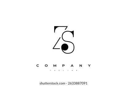 ZS Typography Logo Design. Stylish monogram design depiction featuring the letters Z and S combined in an artistic signature style, delivering a unique and creative visual representation.