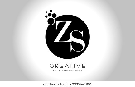ZS Z S alphabet company letter logo design vector icon template simple black white circle dot dots creative abstract 