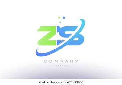 zs z s alphabet green blue swoosh letter company logo vector icon design template