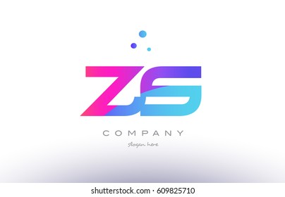 zs z s  creative pink purple blue modern dots creative alphabet gradient company letter logo design vector icon template