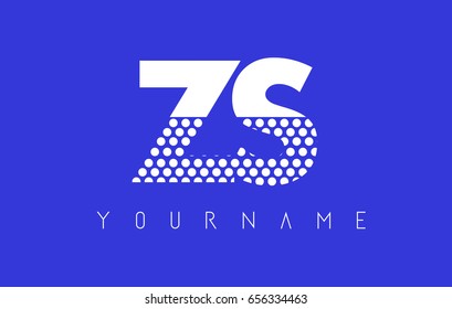 ZS Z S Dotted Pattern Letter Logo Design Vector with Blue Background.