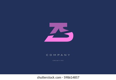 zs z s pink blue pastel modern abstract alphabet company logo design vector icon template letter 