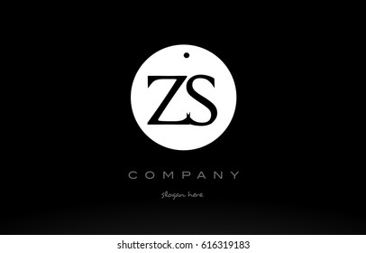 ZS Z S simple black white circle background alphabet company logo design vector icon template
