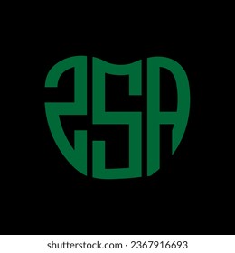 Diseño creativo del logo de la carta ZSA. Diseño único de ZSA.
