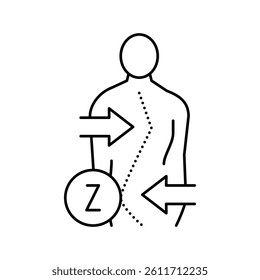 z-shaped scoliosis line icon vector. z-shaped scoliosis sign. isolated contour symbol black illustration