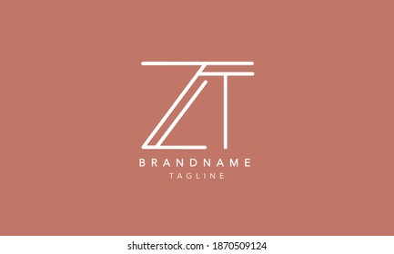 Letra inicial del alfabeto ZT Icono de monograma ilustración vectorial del logotipo