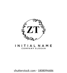 ZT Beauty vector initial logo, handwriting logo of initial signature, wedding, fashion, jewelry, boutique, floral and botanical with creative template for any company or business.