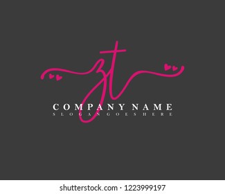 ZT Initial handwriting logo vector