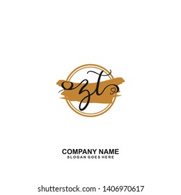 ZT Initial handwriting logo vector 