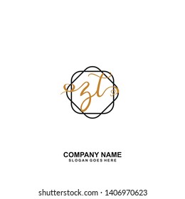 ZT Initial handwriting logo vector 