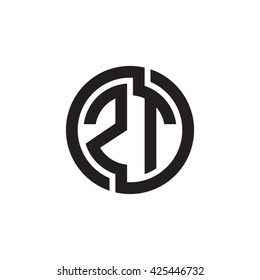 ZT initial letters looping linked circle monogram logo