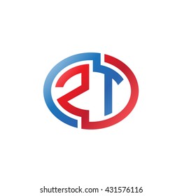 ZT initial letters looping linked ellipse logo red blue