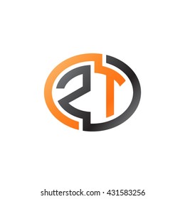 ZT initial letters looping linked ellipse logo orange black