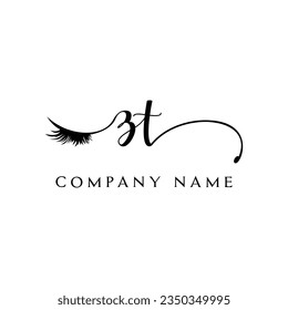 Logotipo inicial ZT lash logo eyelector moderno