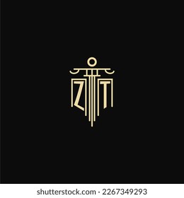 ZT initial monogram for lawyers logo with pillar design ideas