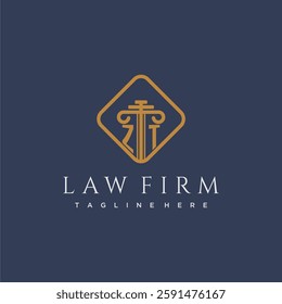 ZT initial monogram logo for lawfirm with pillar in creative square design
