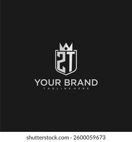 ZT initial monogram shield and crown vector image