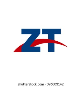 ZT initial overlapping swoosh letter logo blue red