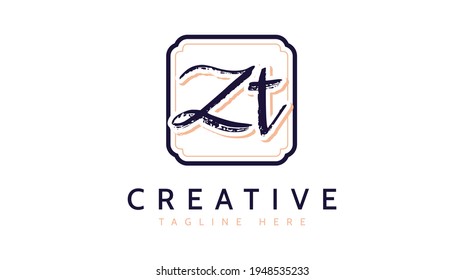 ZT Initials, handwriting logo vector