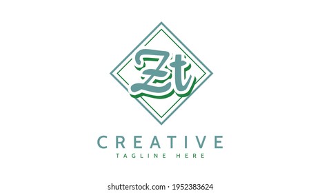 Zt Initials, handwriting logo vector