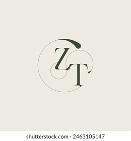 ZT letter elegant line concept feminine wedding style beautifull monogram initial