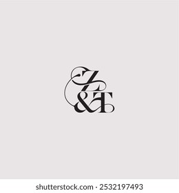 ZT letter elegant and luxury concept bold serif initial calligraphy wedding concept monogram