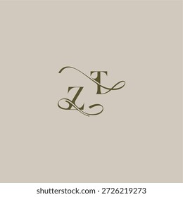 ZT Brief anfänglich in luxuriösen logomark Konzept feminin eleganten Stil Design Hochzeit Monogramm Logo