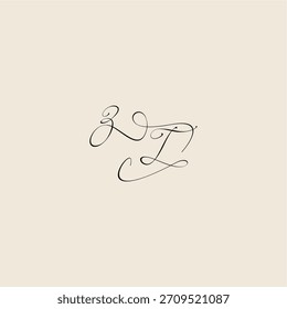 ZT letter initial royal design minimalist style curve monogram elegant concept logo