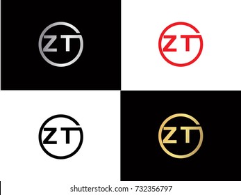 ZT Logo. Letter Design Vector with Red and Black Gold Silver Colors


