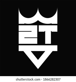 ZT-Logo-Monogramm mit Kronform einzeln auf schwarzem Hintergrund