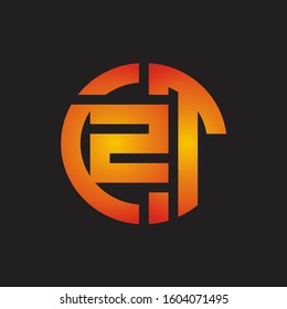 ZT Logo monogram with cutting line style isolated on colors