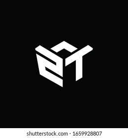 Monograma del logotipo ZT con plantilla de diseño de cinta de estilo emblema