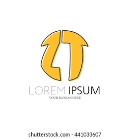 ZT Logo. Vector Graphic Sphere Branding Letter Element. White Background