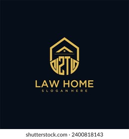 ZT monogram initial logo for lawhome with shape home design