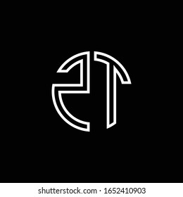 Plantilla de diseño de esquema de estilo de cinta de círculo de logotipo ZT