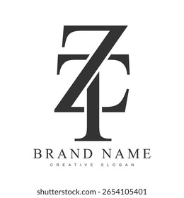 ZT trendy logotype template. Initial letter z and t classic font style. Creative logo for company name or identity. Vector illustration.