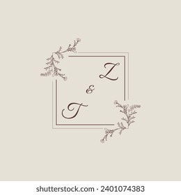 ZT wedding line square monogram with high quality professional design that will print well