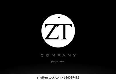 ZT Z T simple black white circle background alphabet company logo design vector icon template