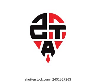 ZTA letter location shape logo design