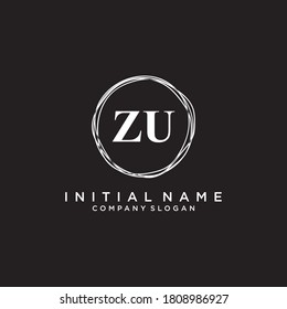 ZU Beauty vector initial logo, handwriting logo of initial signature, wedding, fashion, jewelry, boutique, floral and botanical with creative template for any company or business.