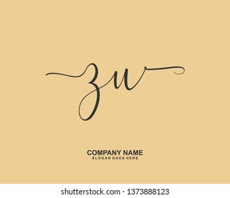 ZU Initial handwriting logo vector