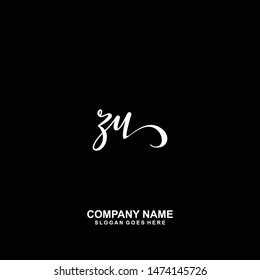 ZU Initial handwriting logo vector