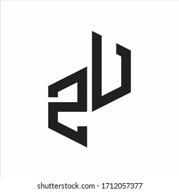 ZU Initial Letters logo monogram with up to down style