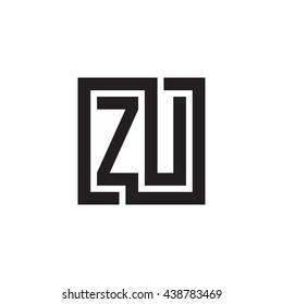 ZU initial letters looping linked square monogram logo