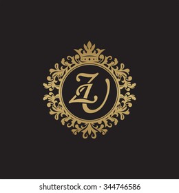 ZU initial luxury ornament monogram logo