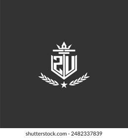 ZU Initial Monogram brandes Logo Design für Crown Vektorgrafik Bild