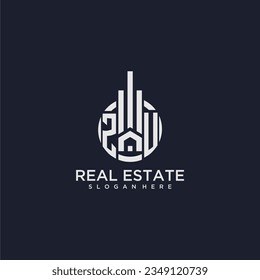 ZU erstes monogramm Logo für Immobilien mit kreativem Kreativkreis-Design, Vektorgrafik