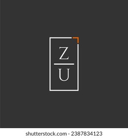 ZU-Logo-Anfangsbuchstaben für Technologie mit quadratischem Design